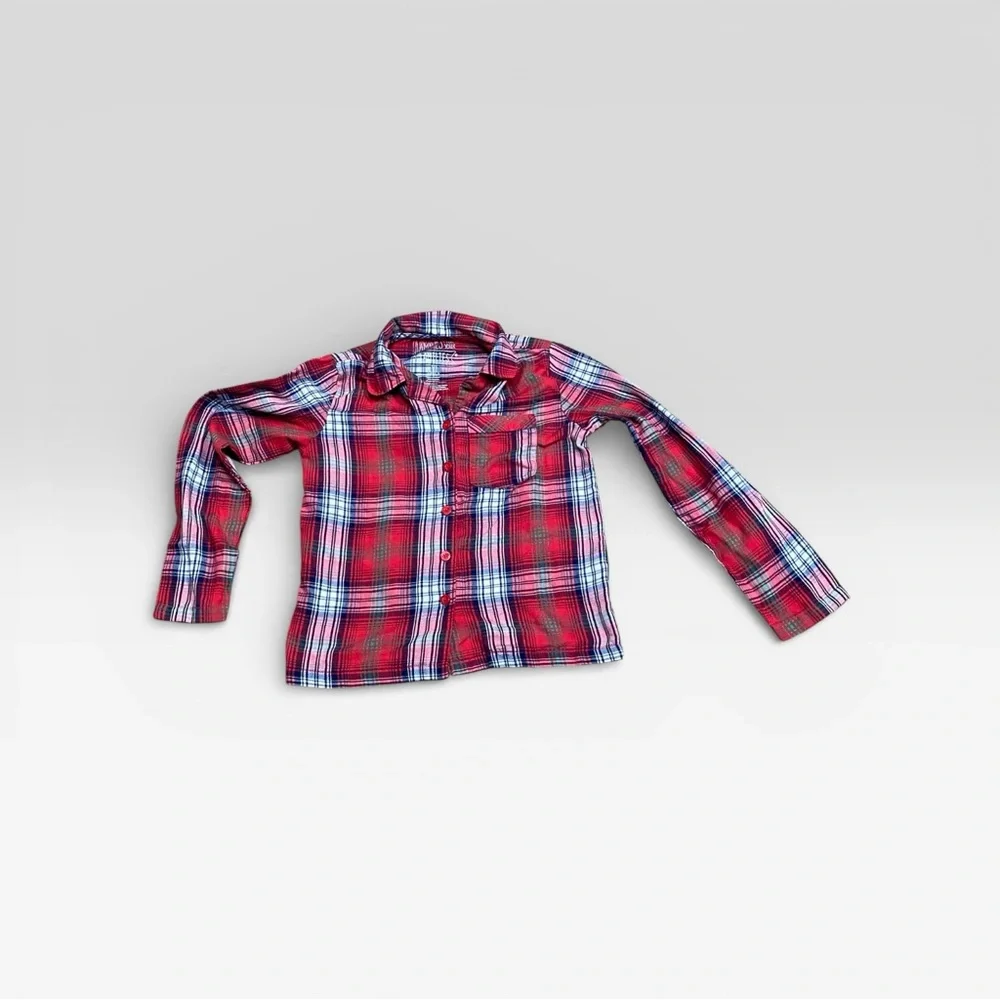 Plaid Red and Gray Kids Pajama Set